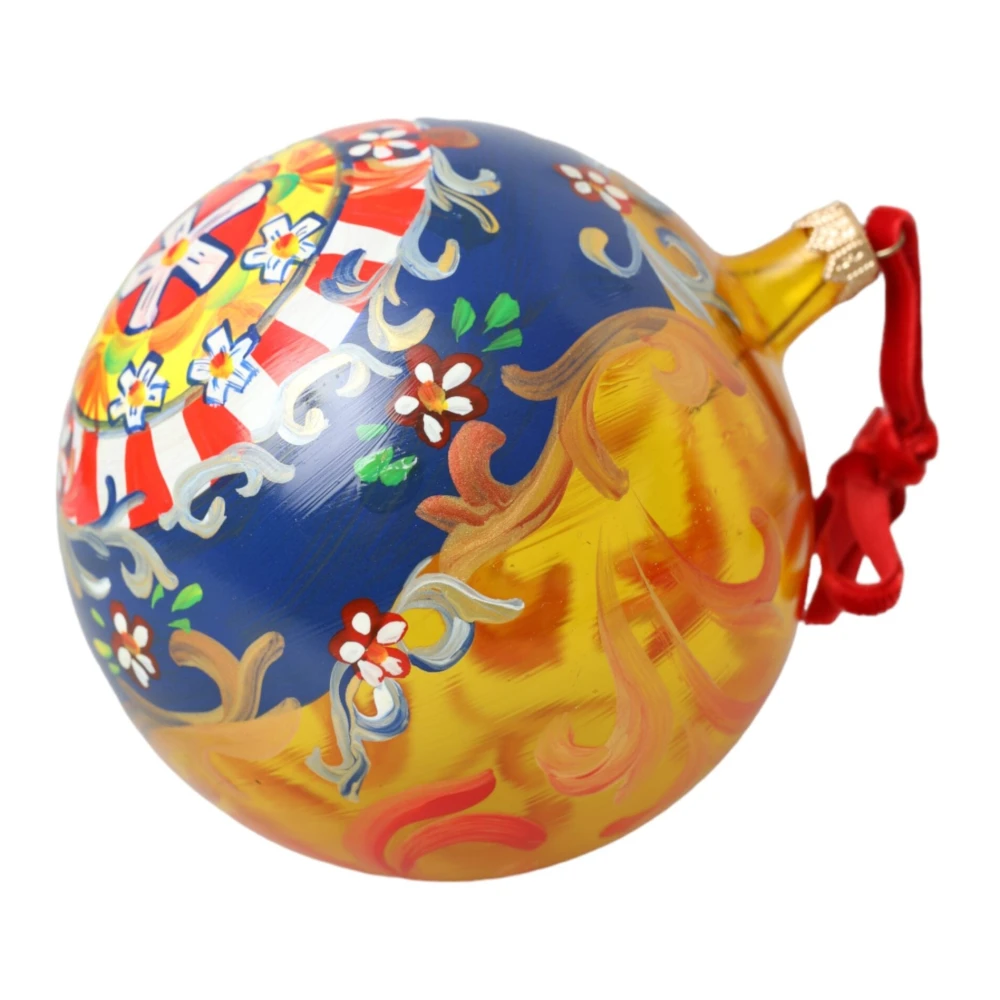 Dolce & Gabbana Goudkleurige Carretto Print Kerstornament Multicolor Unisex