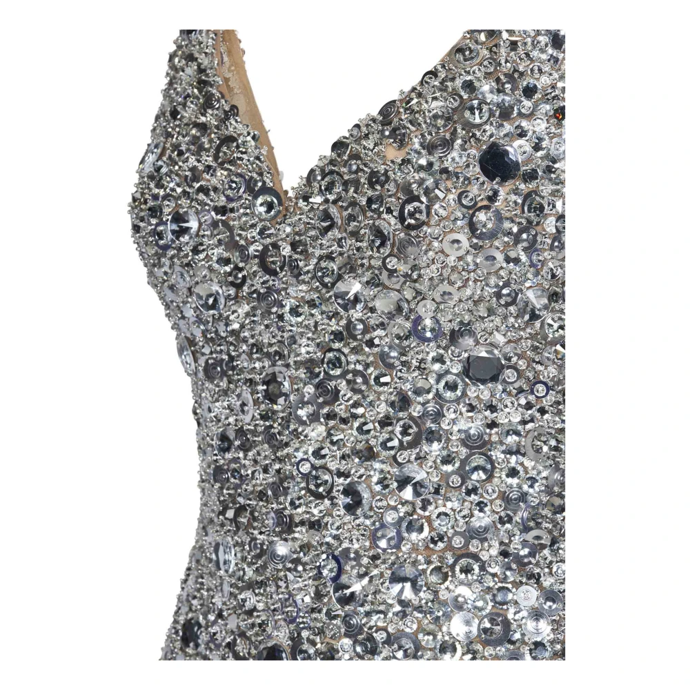 Zuhair Murad Zilveren Tegels Geborduurde Sweetheart Jurk Gray Dames