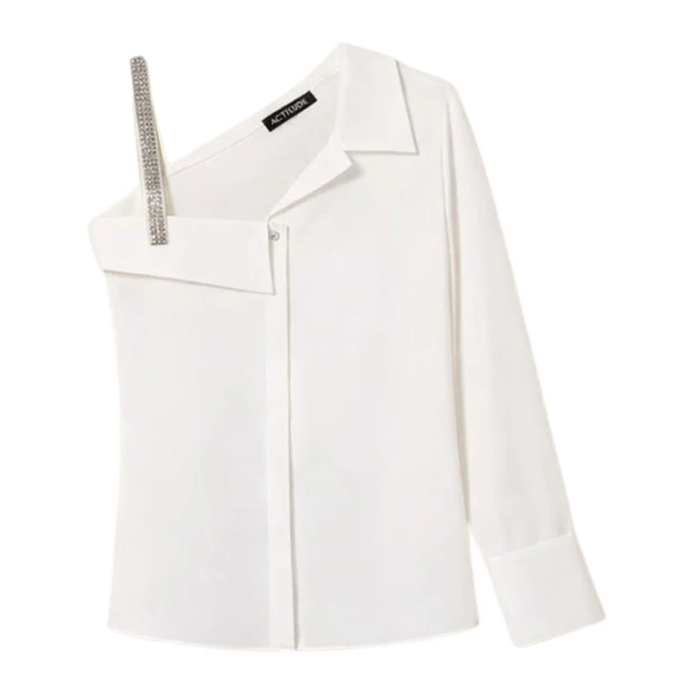 Twinset Women's White One-Shoulder Poplin Shirt