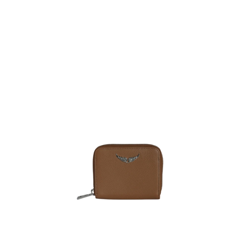 Zadig & Voltaire Bruin Leren Mini Portemonnee met Rits Brown Dames