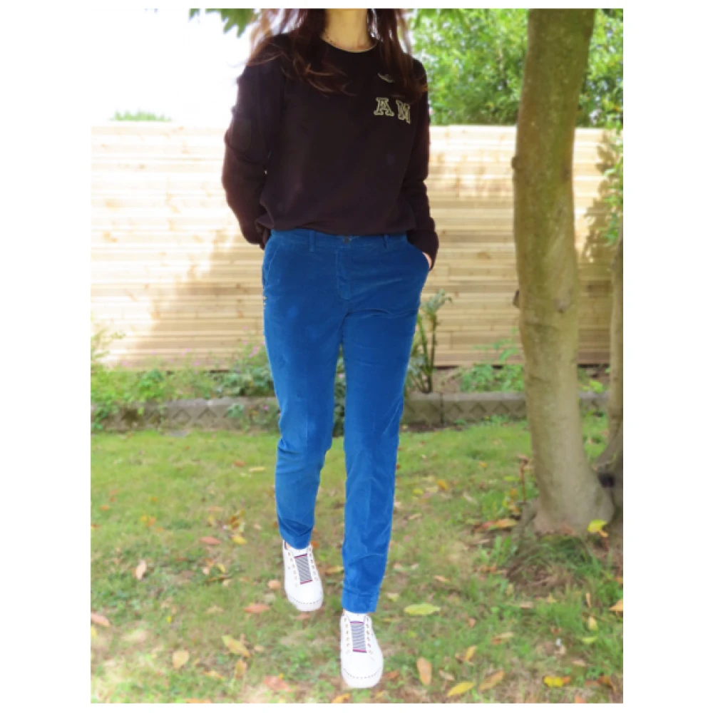 Mason's Velours Straight Leg Broek Blue Dames