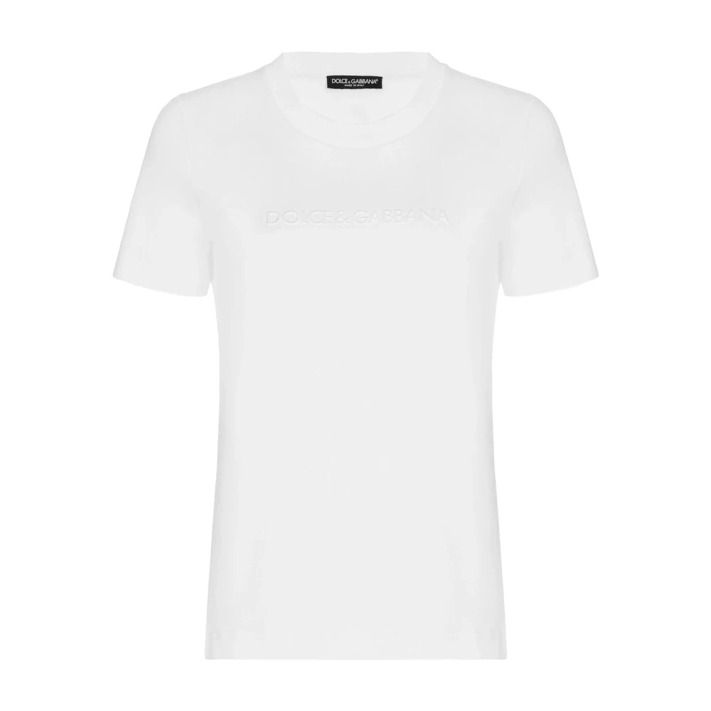 Dolce & Gabbana Grafische Print Katoenen T-Shirt White Dames