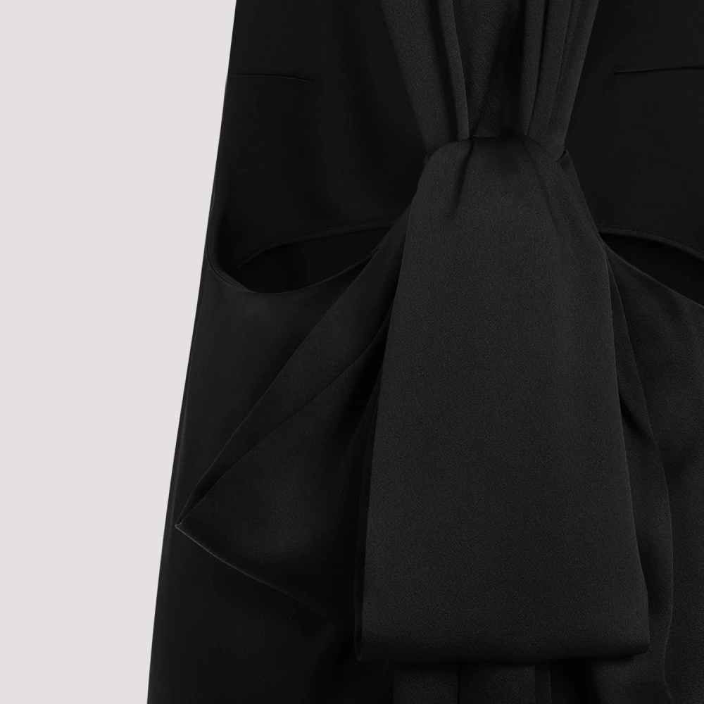 Saint Laurent Zwarte Acetaat Jurk met Mantelsleep Black Dames