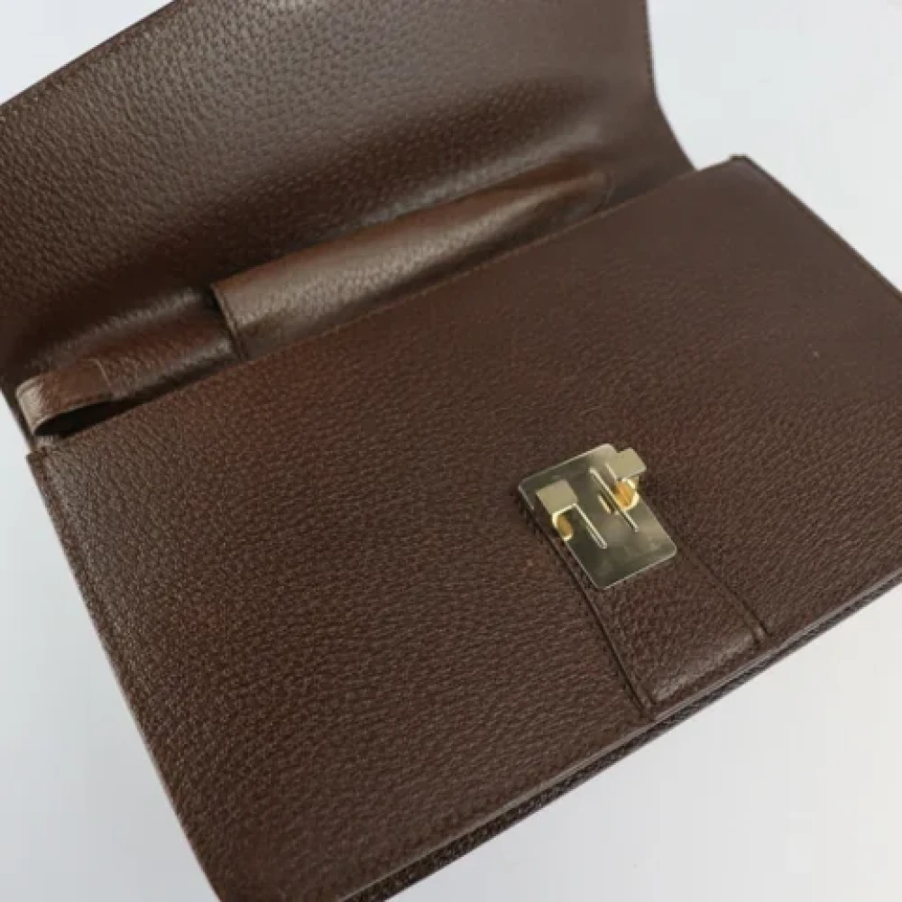 Salvatore Ferragamo Pre-owned Leather clutches Brown Dames
