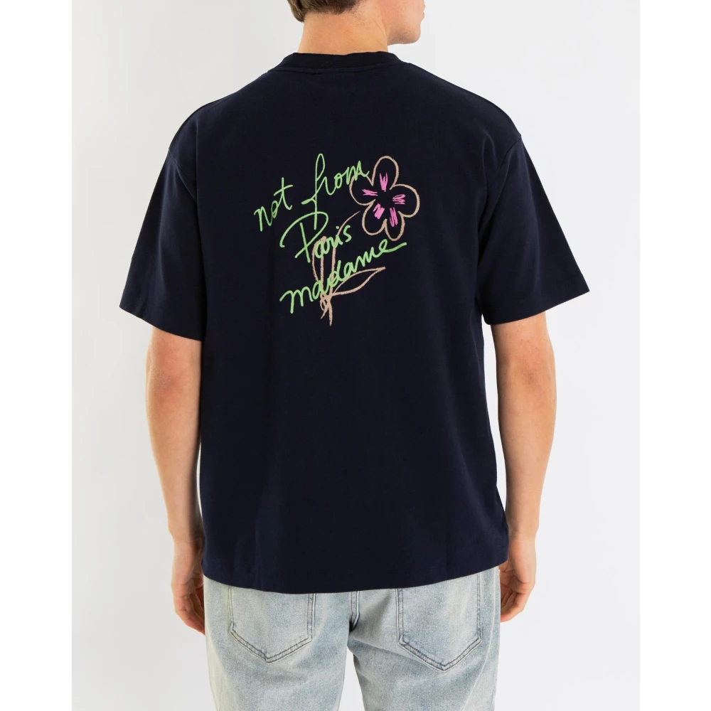 Drole de Monsieur Heren Slogan T-shirt Schets Blue Heren