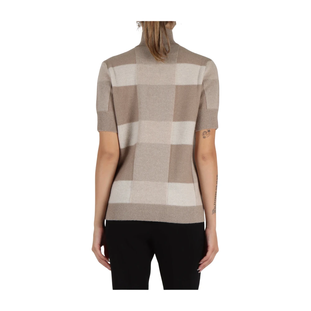 Emporio Armani Geruite Wol Cashmere Coltrui Beige Dames