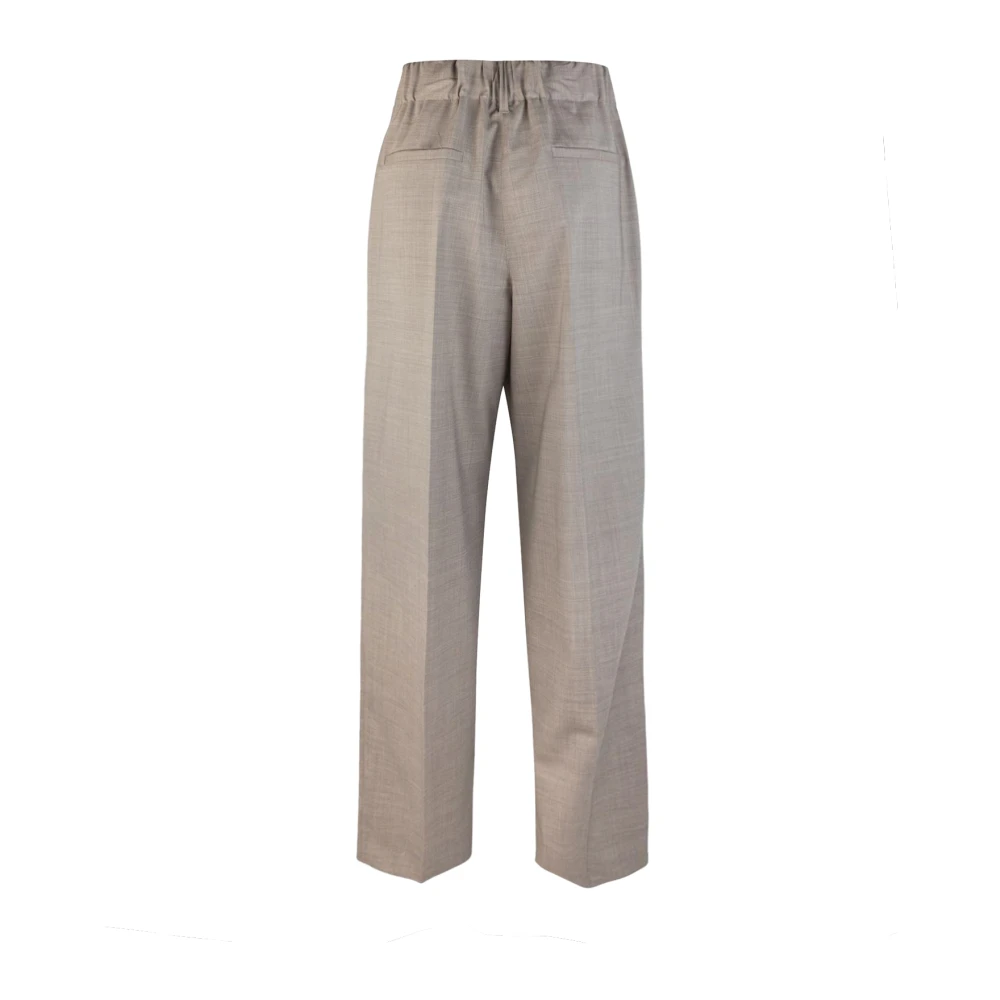 P.a.r.o.s.h. Wollen mix broek met knoopsluiting Beige Dames