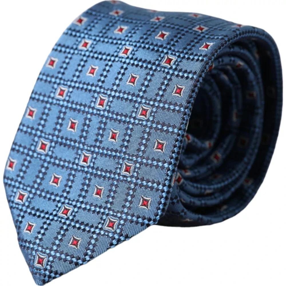 Dolce & Gabbana Men's Blue Ties, One Size, Patterned Silk Adjustable Tie