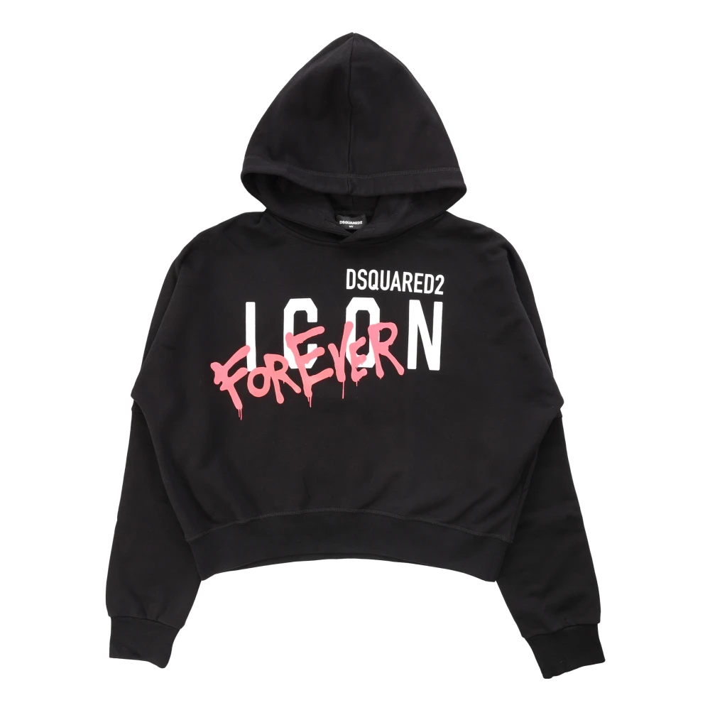 Dsquared2 Icon Cropped Sweatshirt Bomullsammansättning Black, Flicka