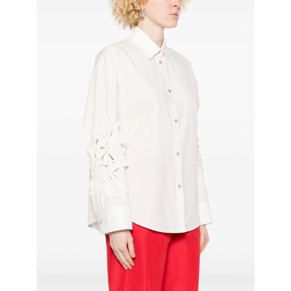 Forte Witte Button-Up Overhemd Lange Mouwen White Dames