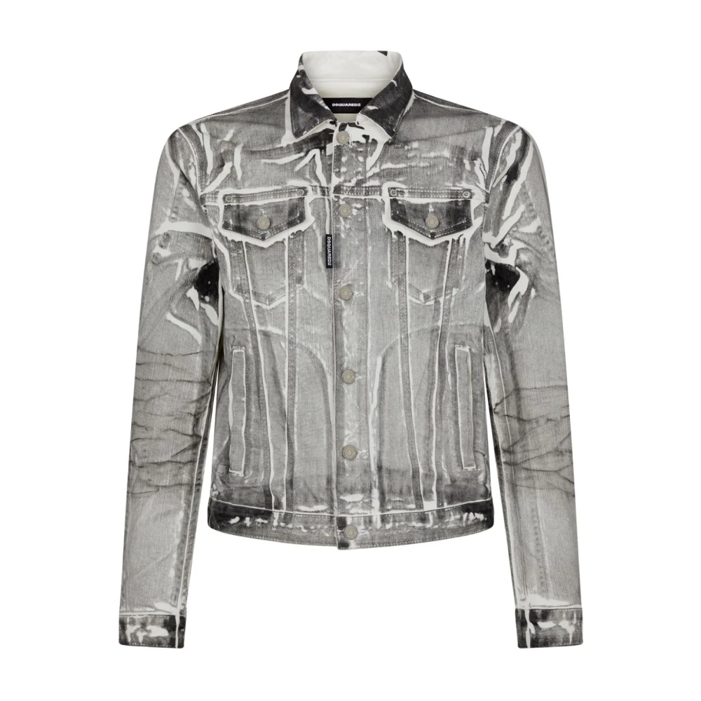 Dsquared2 Sprucken Effekt Jeansjacka Gray, Herr