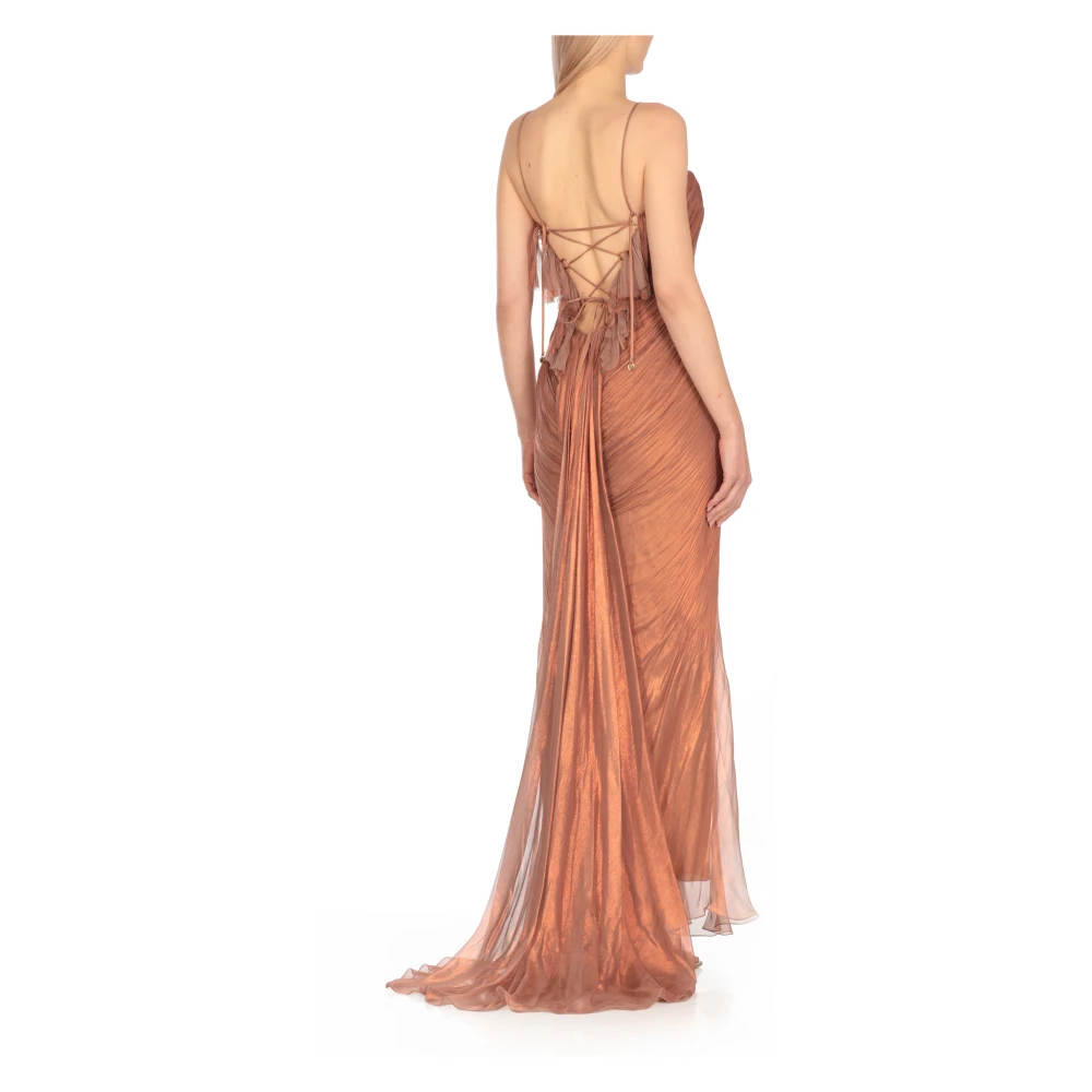 Maria Lucia Hohan Bronzen Zijden Jurk met Bandjes Brown Dames