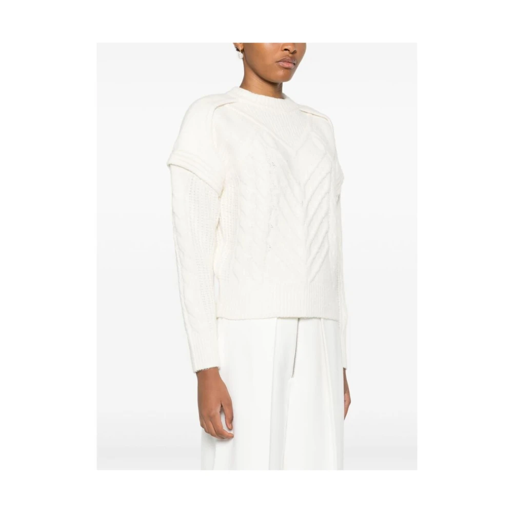 IRO Chunky Gebreide Trui met Ronde Hals White Dames