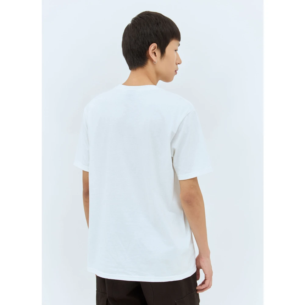 Stüssy Katoenen Jersey Crewneck Logo Print T-Shirt White Heren
