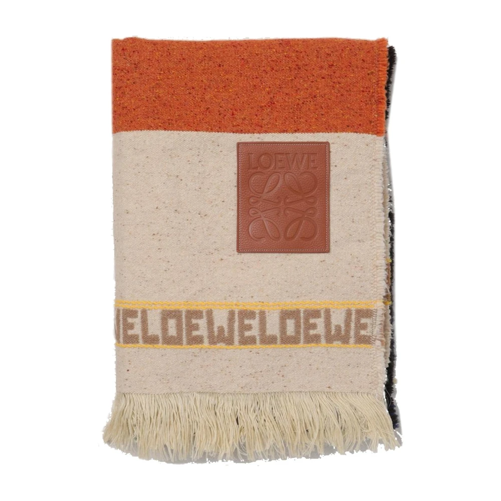 Loewe Wollen deken met franje-afwerking Beige Heren