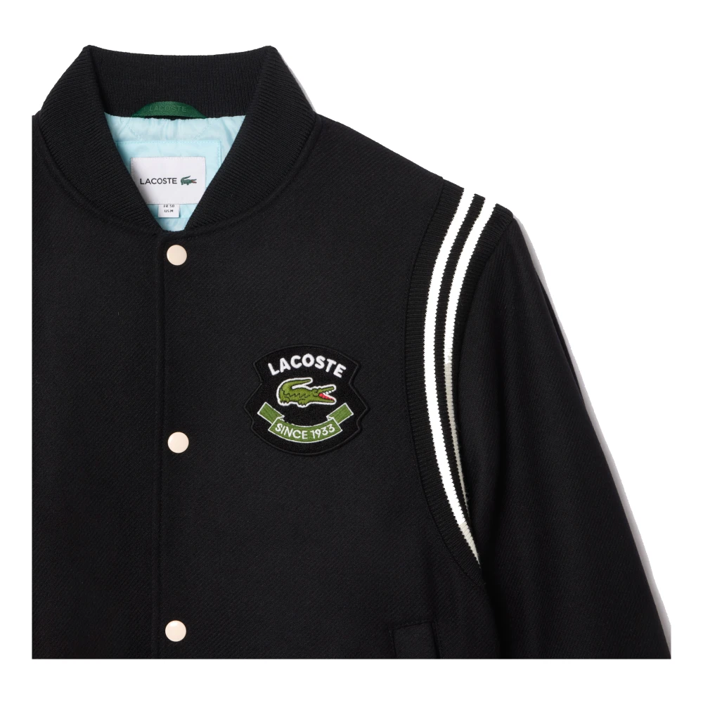 Lacoste Premium Wool Varsity Jacket Zwart Black Heren