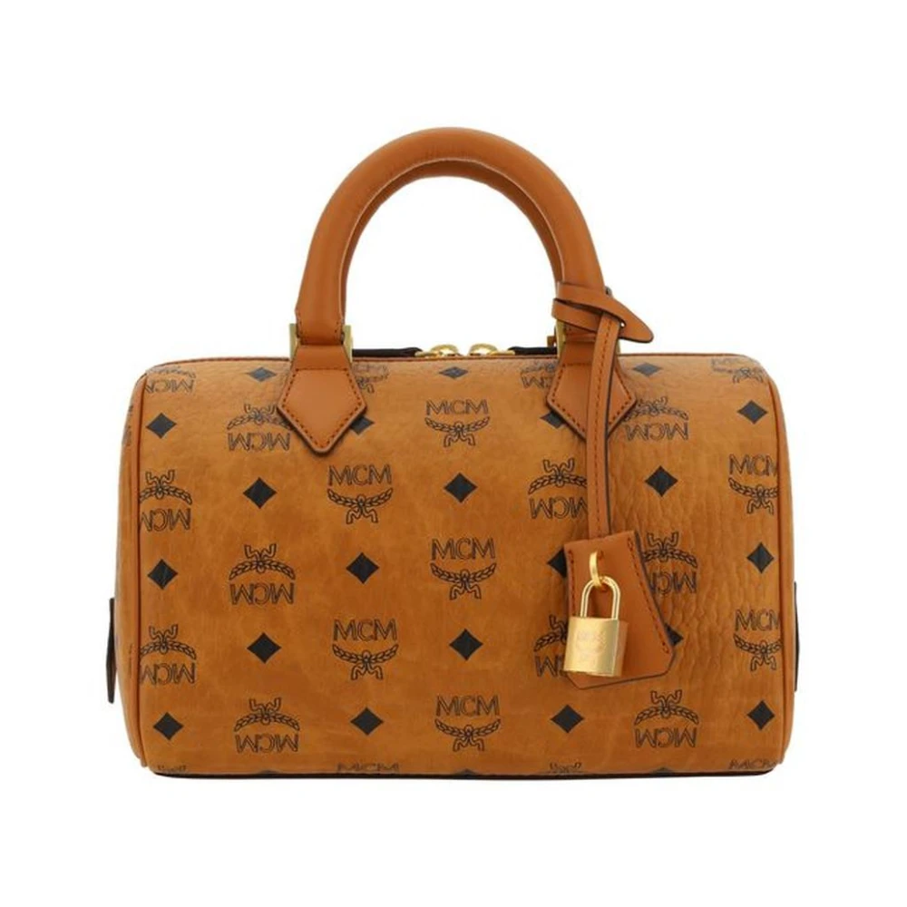 MCM Ella Boston Handtas met Buisvormige Handvatten Brown Dames