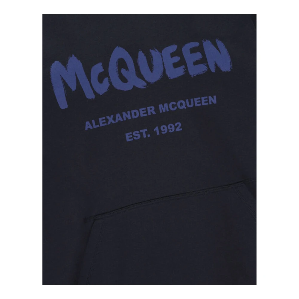 alexander mcqueen Logo Hoodie Sweatshirt met trekkoord Blue Heren