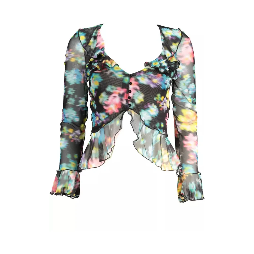 Desigual Women's Multicolor Chic V-Neck Long Sleeve T-Shirt