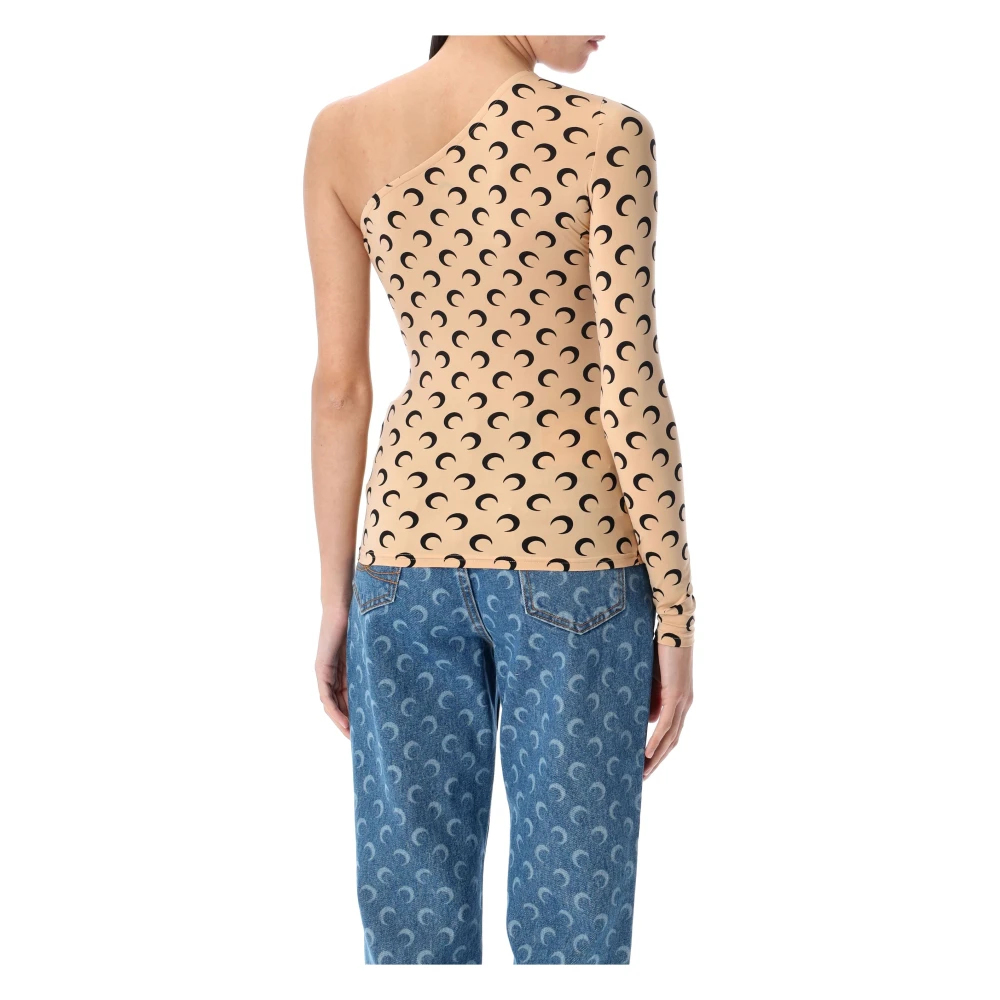 Marine Serre Maan Allover Asymmetrische Top Brown Dames
