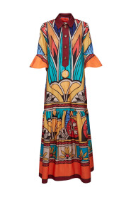 Sukienka Artemis - Obfity Fason, Zwiewny Styl, Wzór Philae
