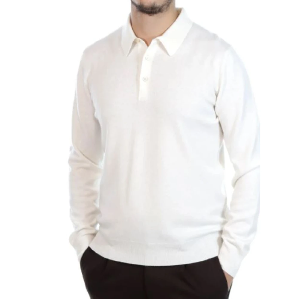 Gran Sasso Wol Kasjmier Polo Shirt Wit White Heren