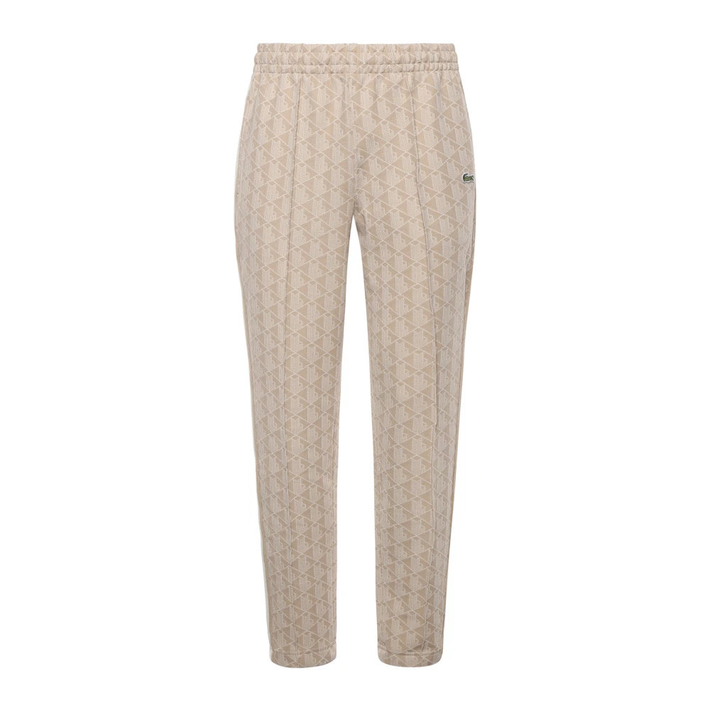 Lacoste Mannelijk Beige Broeken Heren, L, Katoen, Paris Monogram Jacquard Trainingsbroek