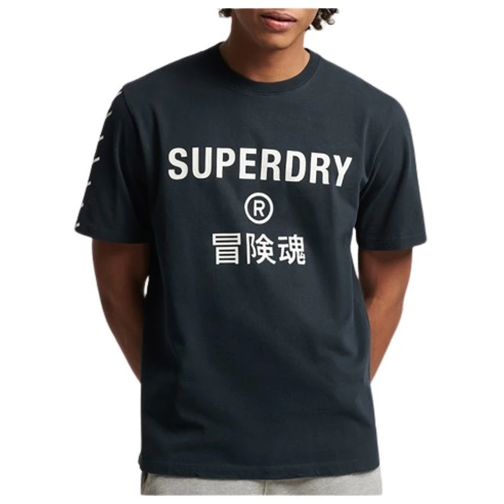 Superdry Heren T-shirt van 100% katoen Blue Heren