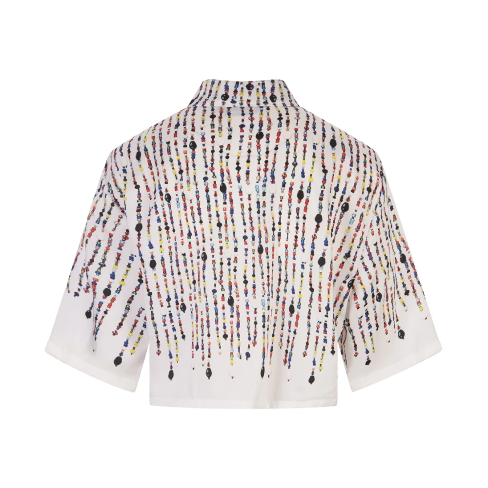 Msgm Witte Kralenprint Crop Shirt Multicolor Dames
