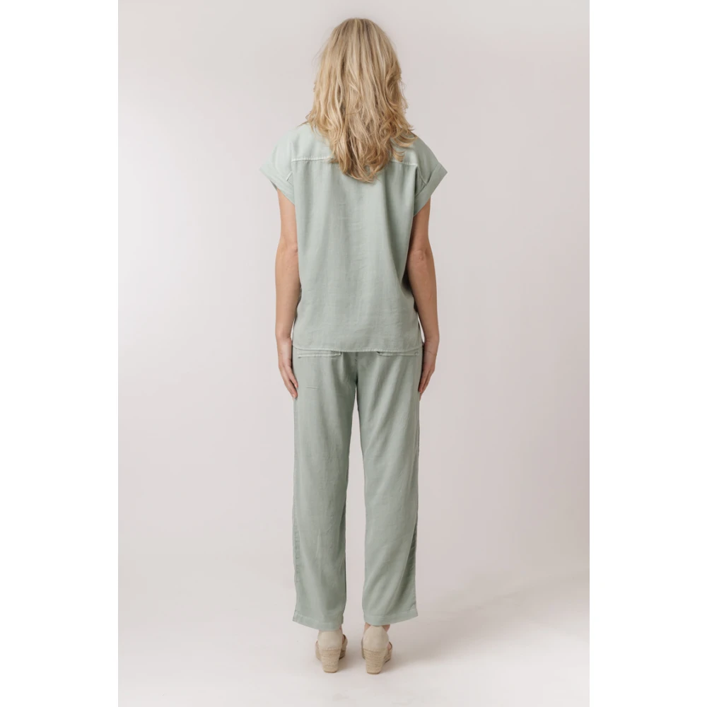 Bella Dahl Groene Oasis Wijde Tencel Broek Green Dames