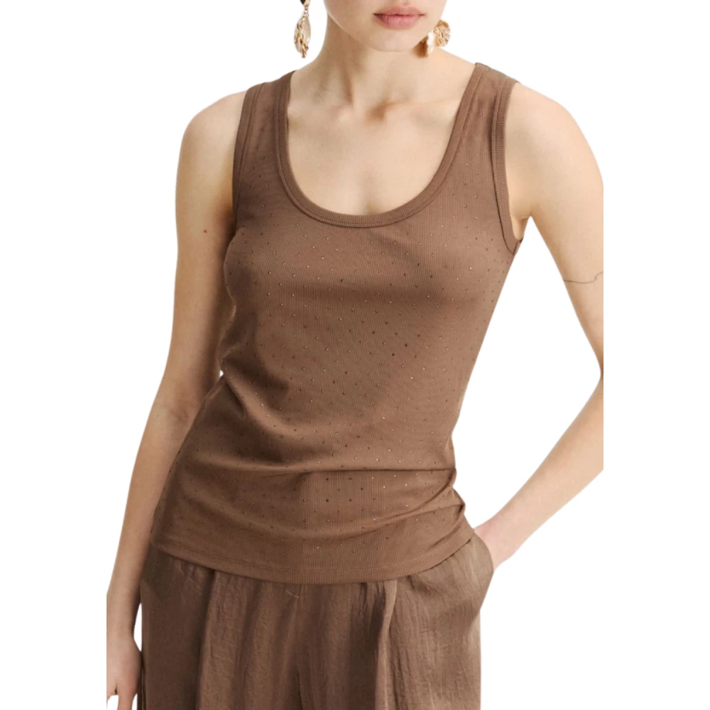 Marella Women's Brown Sleeveless Tops, Xs, Top Mlmoratabling 2613941025200