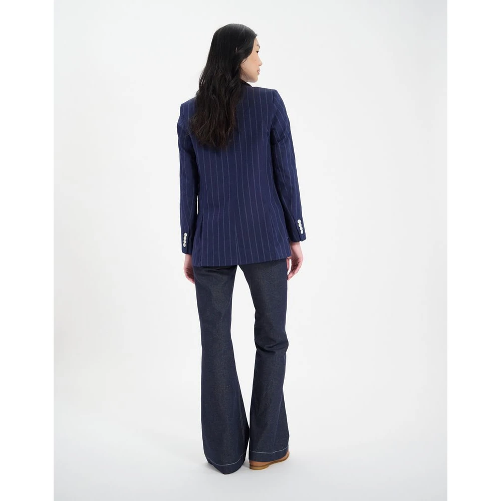Ines De La Fressange Paris Bruine linnen jas Blue Dames