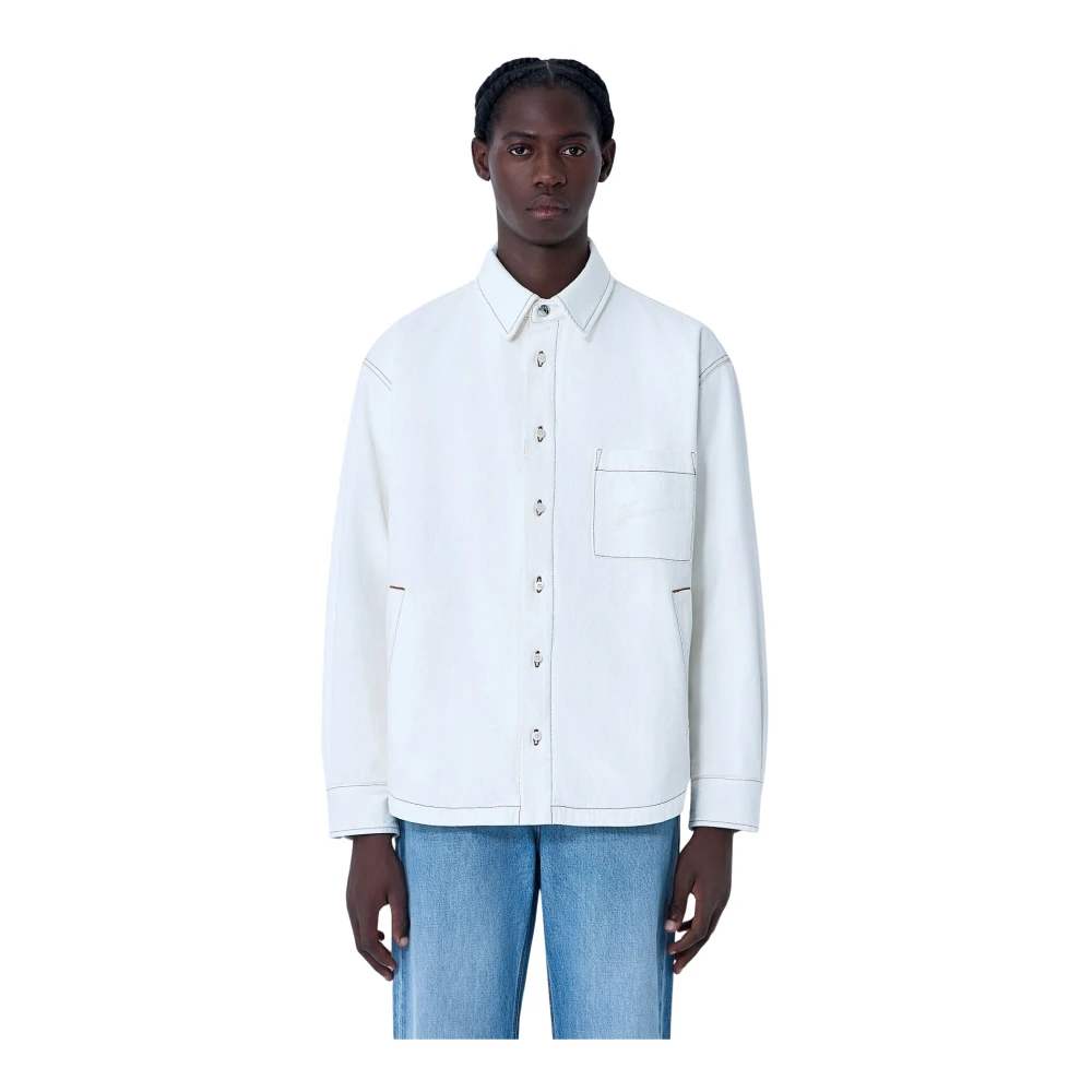 Jacquemus Uomo Bianco - Camicia Classica Con Bottoni In Tessuto Tecnico - Shirts - Xl