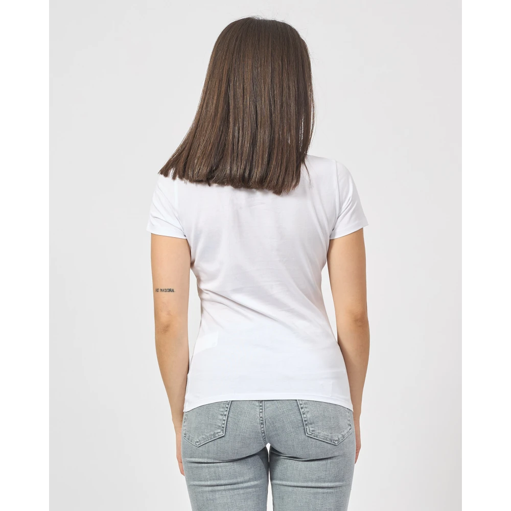 Hugo Boss Wit T-shirt met kristalpepers White Dames