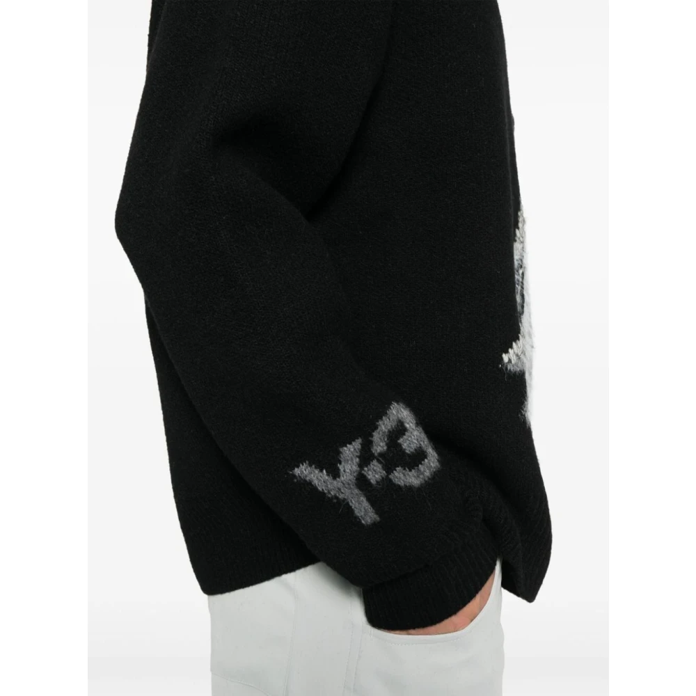 Y-3 Zwarte Gebreide Crew Sweater Black Heren