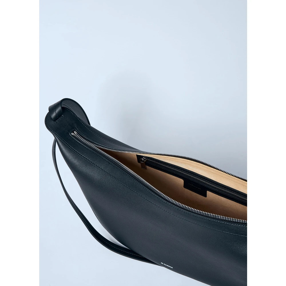 Jil Sander Knoop Crossbody Tas met Logo Motief Black Heren