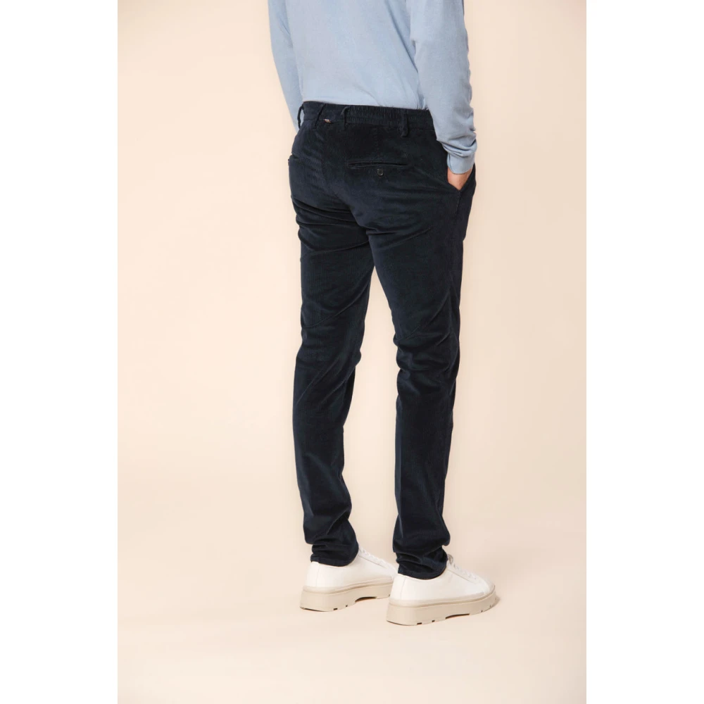 Mason's Navy Blauwe Velvet Chino Jogger Broek Blue Heren