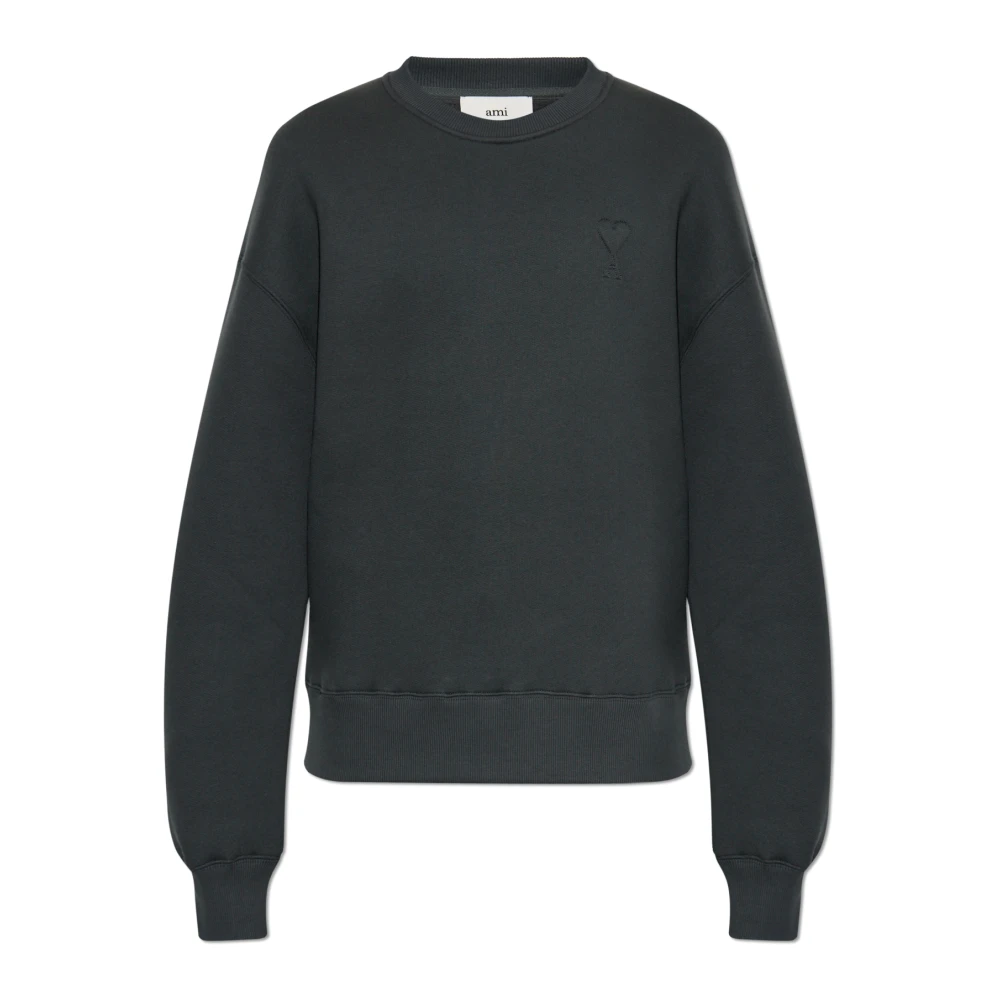 Ami Paris Unisex Grigio Felpa Con Logo