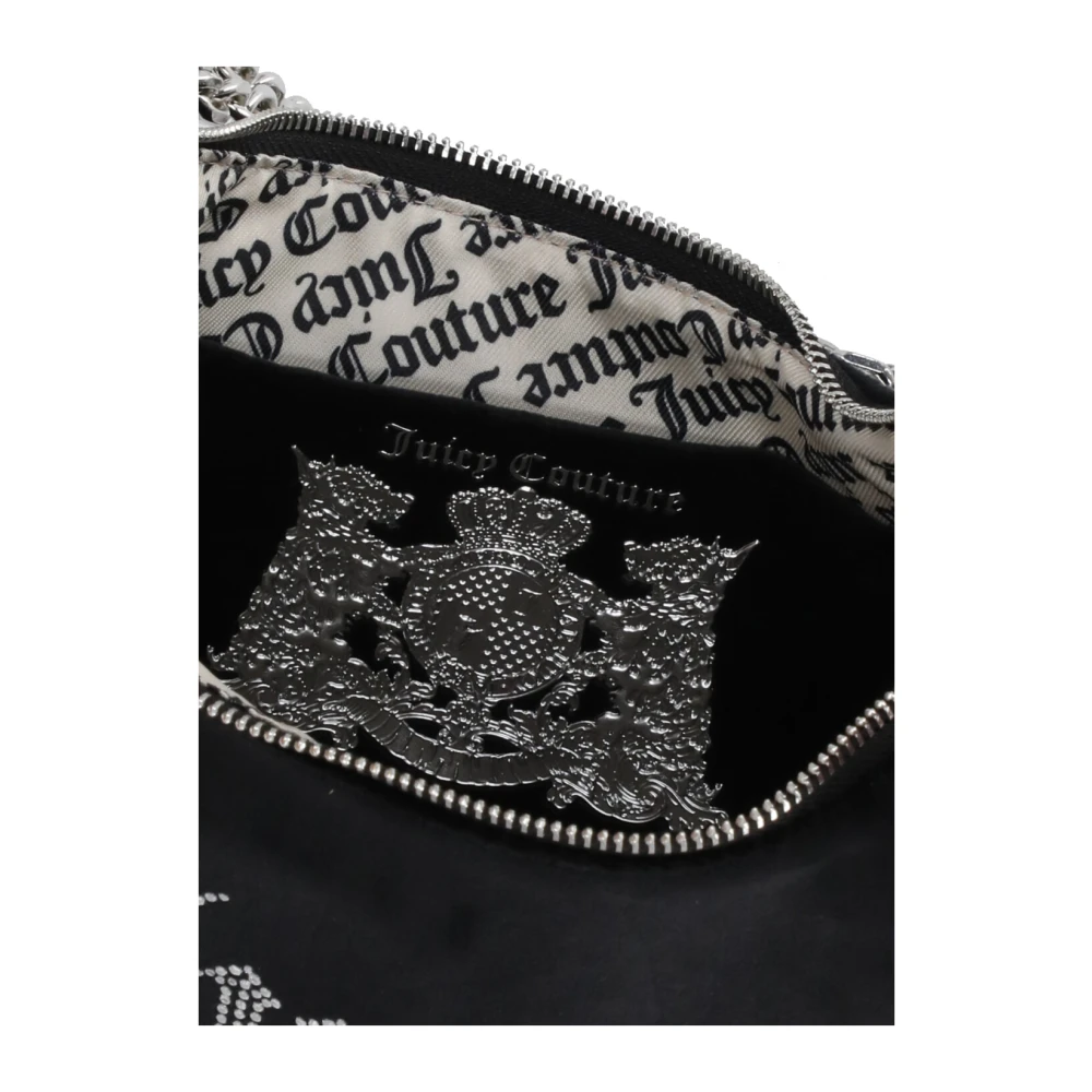 Juicy Couture Zwarte Velvet Schoudertas met Strass Logo Black Dames