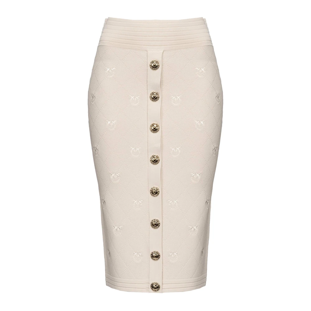 Pinko Women's Beige Pencil Skirts, S, Jacquard Piquet Pencil Skirt