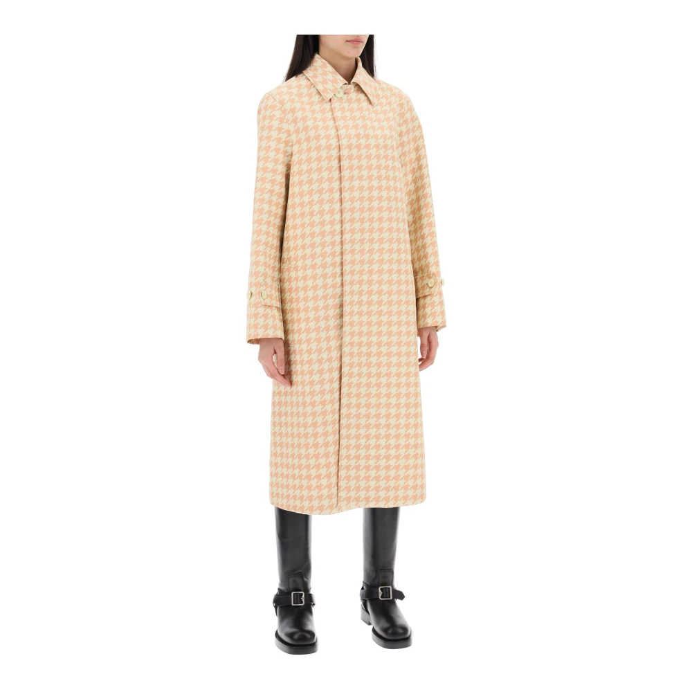 Burberry Houndstooth Car Coat Beige Dames