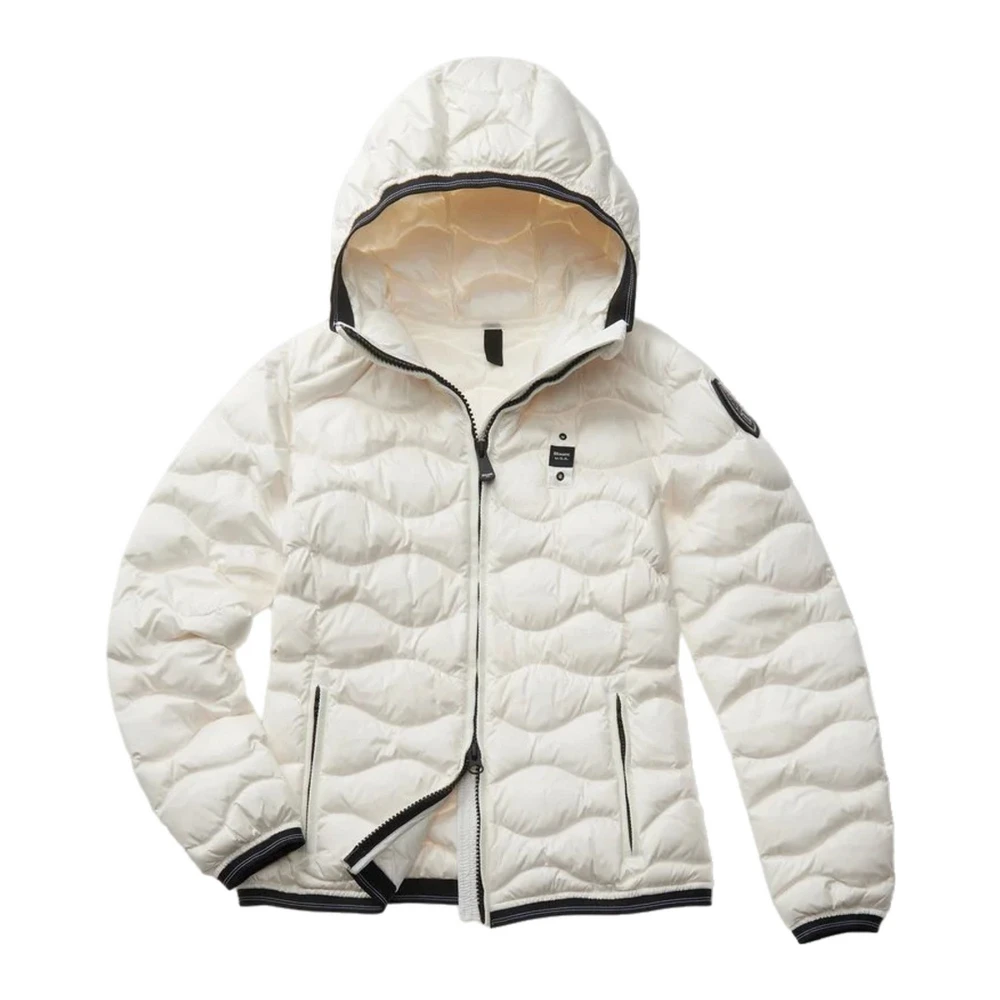 Blauer Nylonjas met stijl 24Wbldc03047 White Dames