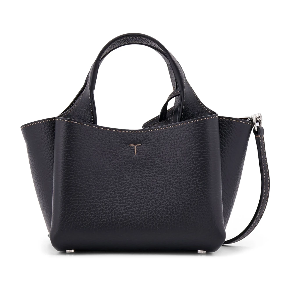 TOD'S Zwarte leren handtas met Micro TRC Black Dames