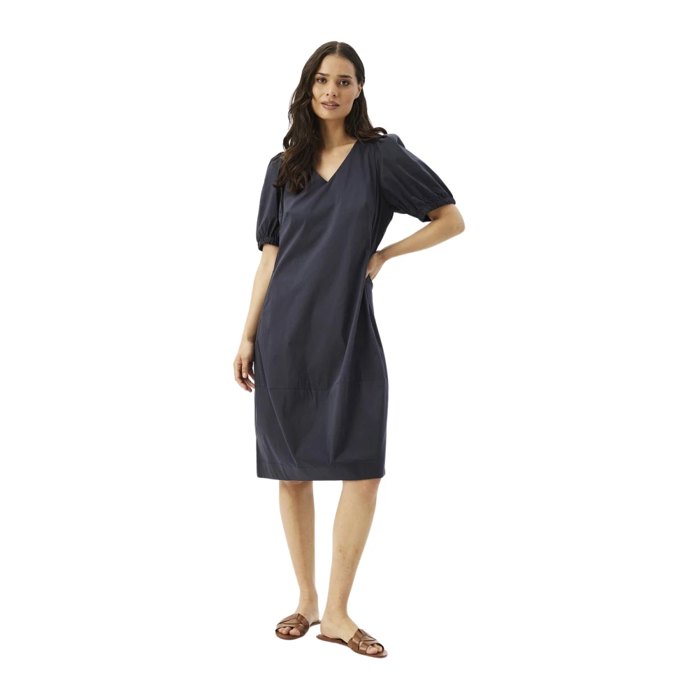IN Front Navy Jurk met Pofmouwen Blue Dames