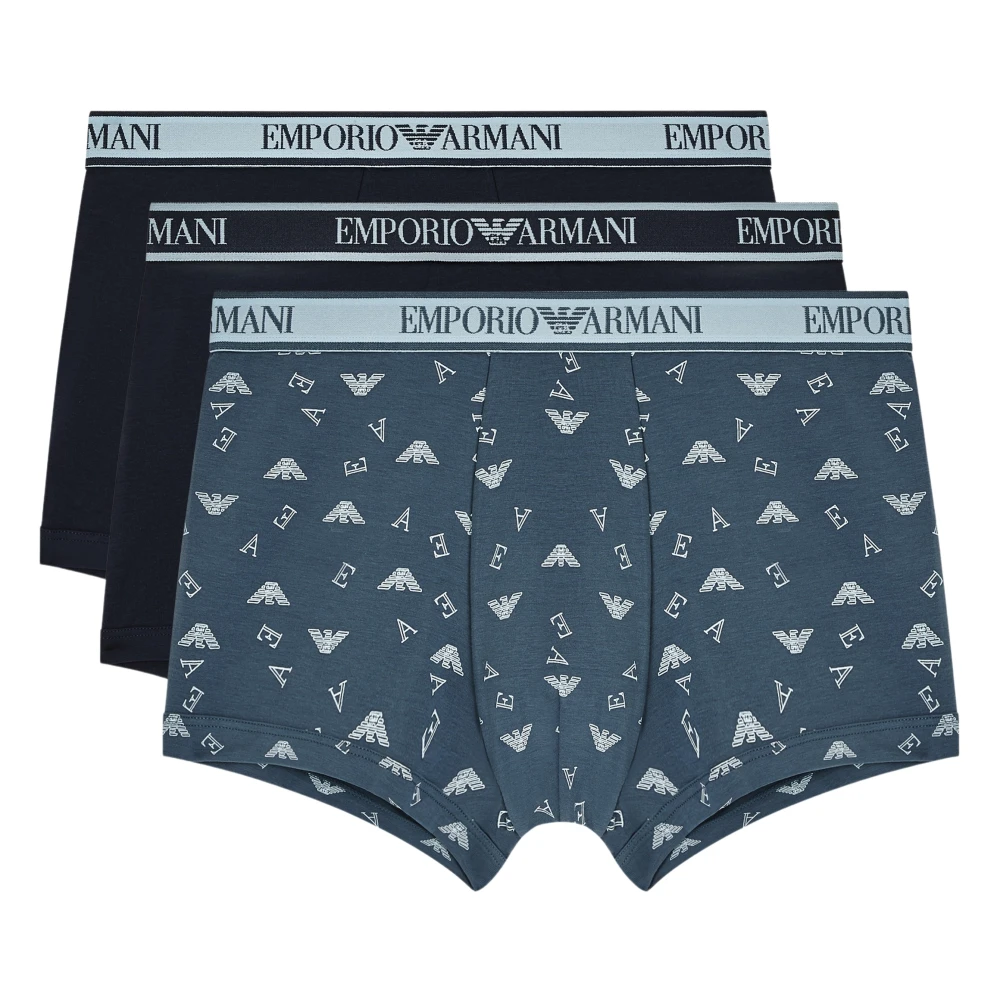 Emporio Armani Men's Blue Three-Pack Of Boxer Briefs With Core Logo Waistband