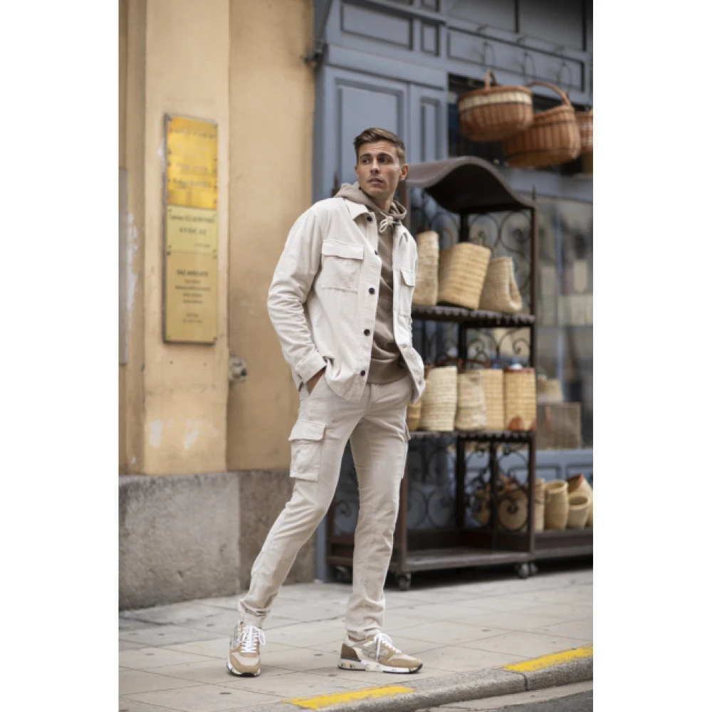 Mason's Cargo Corduroy Broek in Greige White Heren