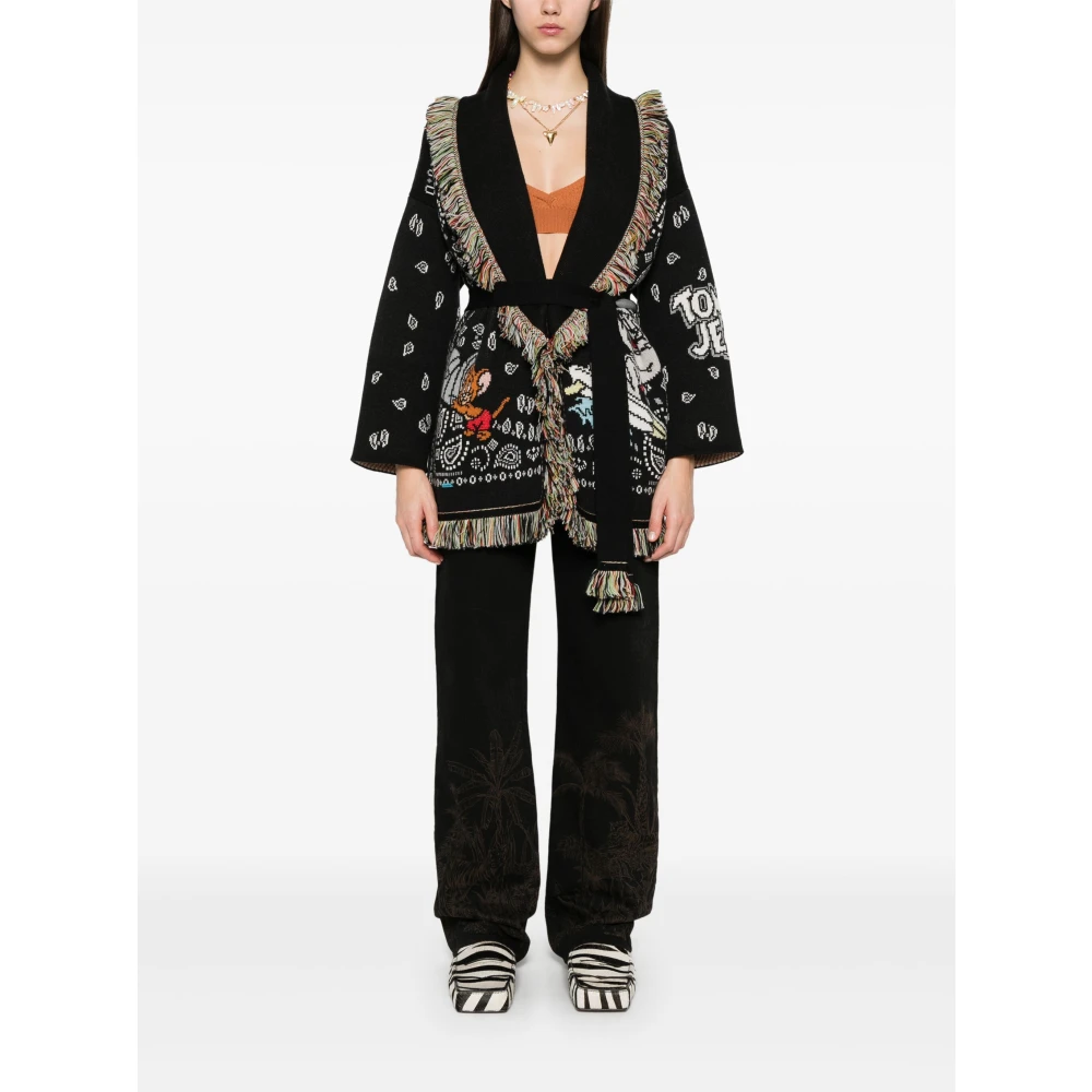 Alanui Zwart Multi Cardigan Sweater Black Dames