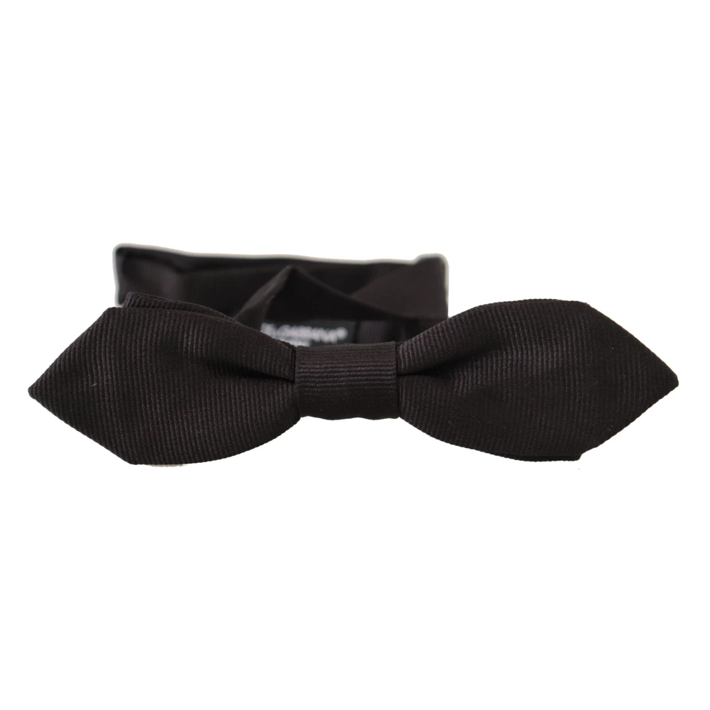 Dolce & Gabbana Elegante zwarte zijden vlinderdas Black Heren