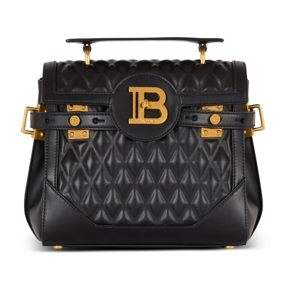 Balmain B-Buzz 23 tas in diamantgestikt kalfsleer Black Dames