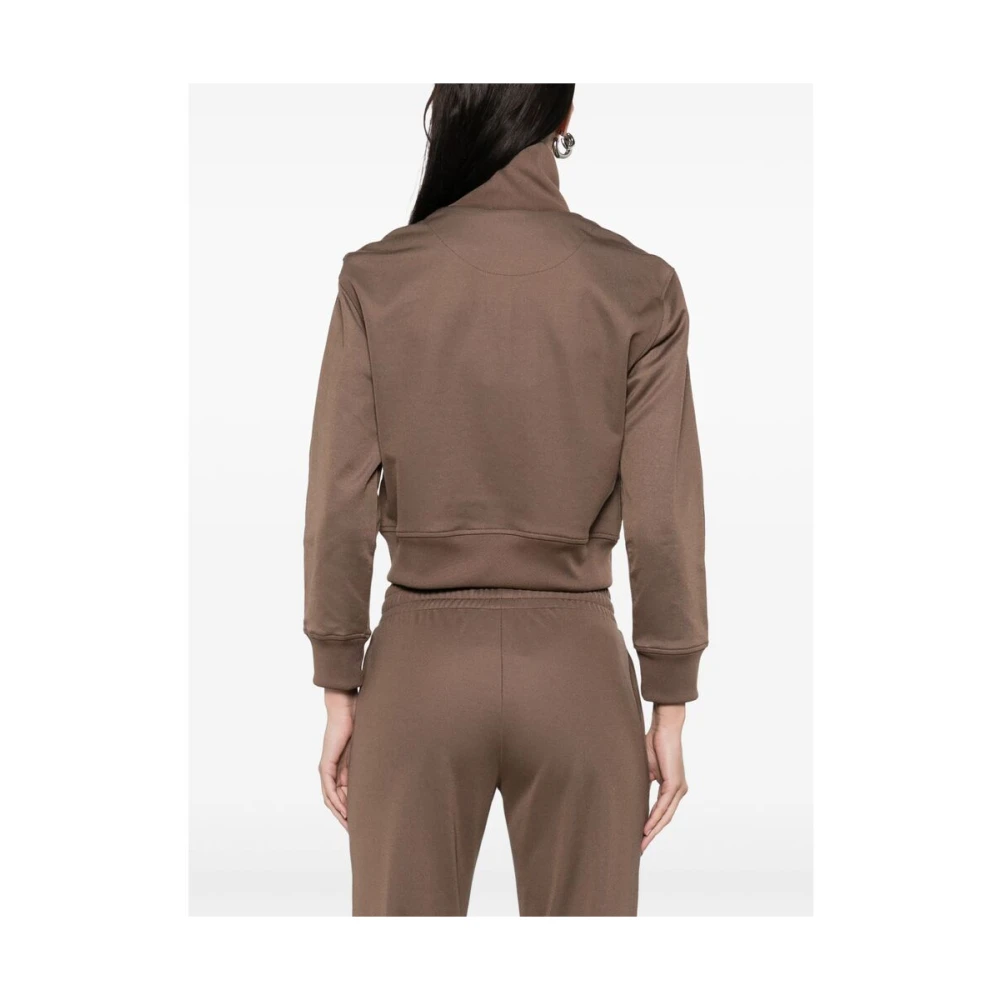 The Attico Bruine Rits Sweater Geribbelde Manchetten Hoge Hals Brown Dames